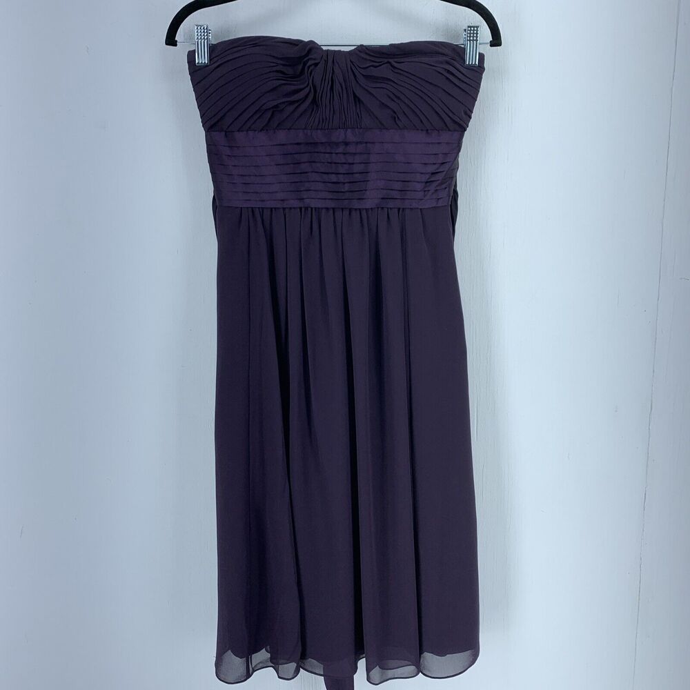 Bill Levkoff Womens 4 Empire Waist Dress Strapless Royalcore Ballet Dark Purple